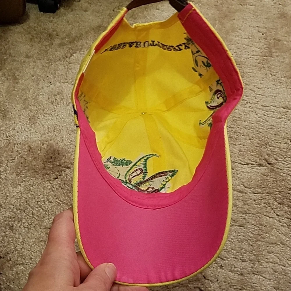 Flower & Butterfly Yellow Sequin Cap Adjustable NWT